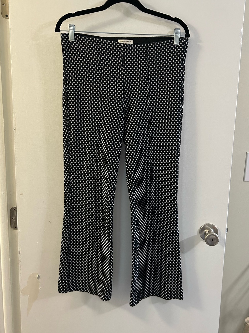 Anthropologie Black with White Polka Dot Flare Pants